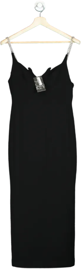 KEY COUTURE Black MIRA Maxi Dress with Chain UK M