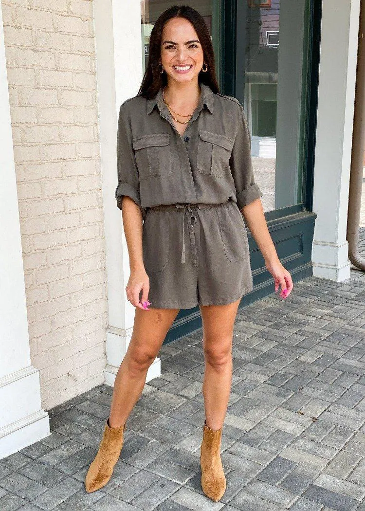 Luba Roll Tab Sleeve Utility Romper ***FINAL SALE***