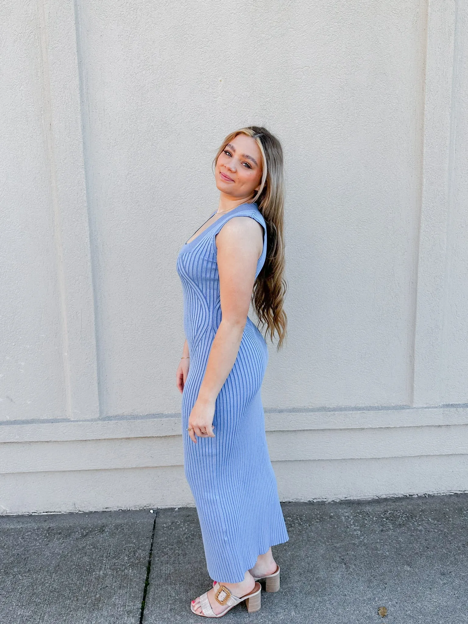 Lydia Midi Dress- Blue