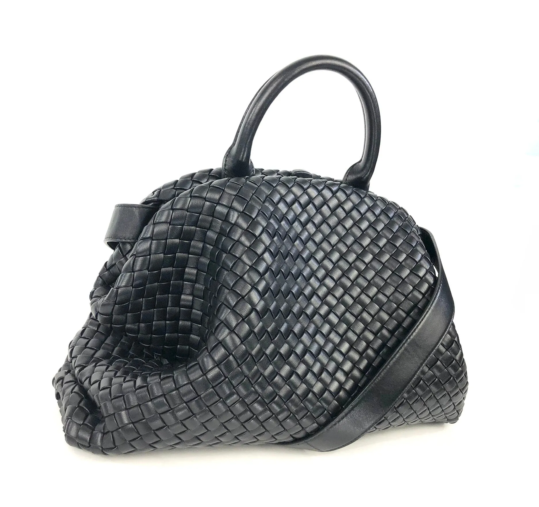 Médium Intrecciato Leather Handle Bag with Detachable Strap