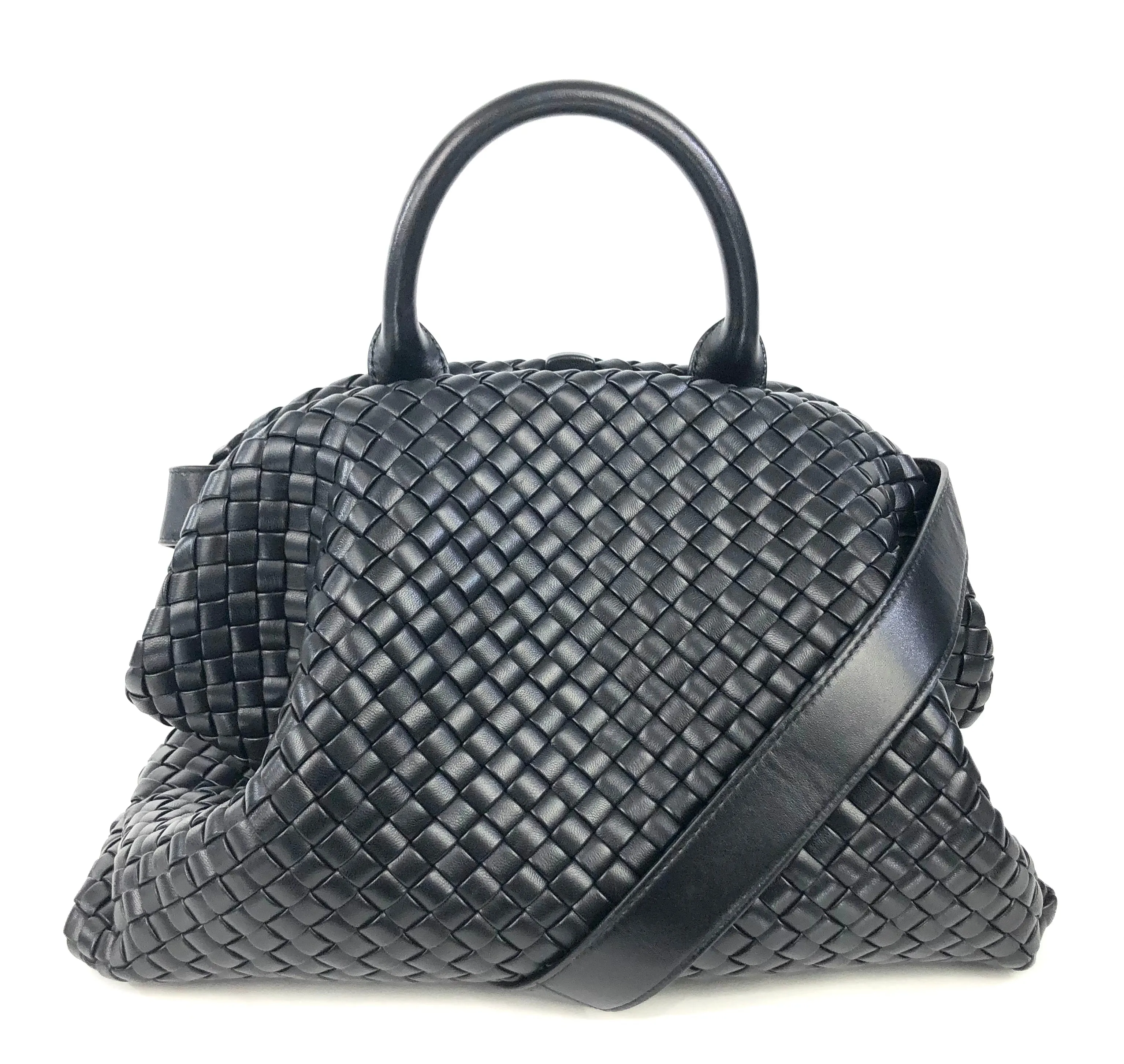 Médium Intrecciato Leather Handle Bag with Detachable Strap