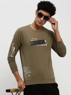 Men Green Typographic Sweatshirt