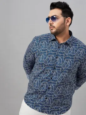 Men Printed Blue Comfort Shirt