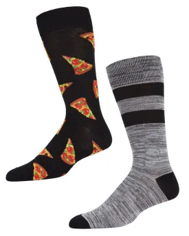 Men's 2 Pair Pack Novelty Pizza Crew Socks