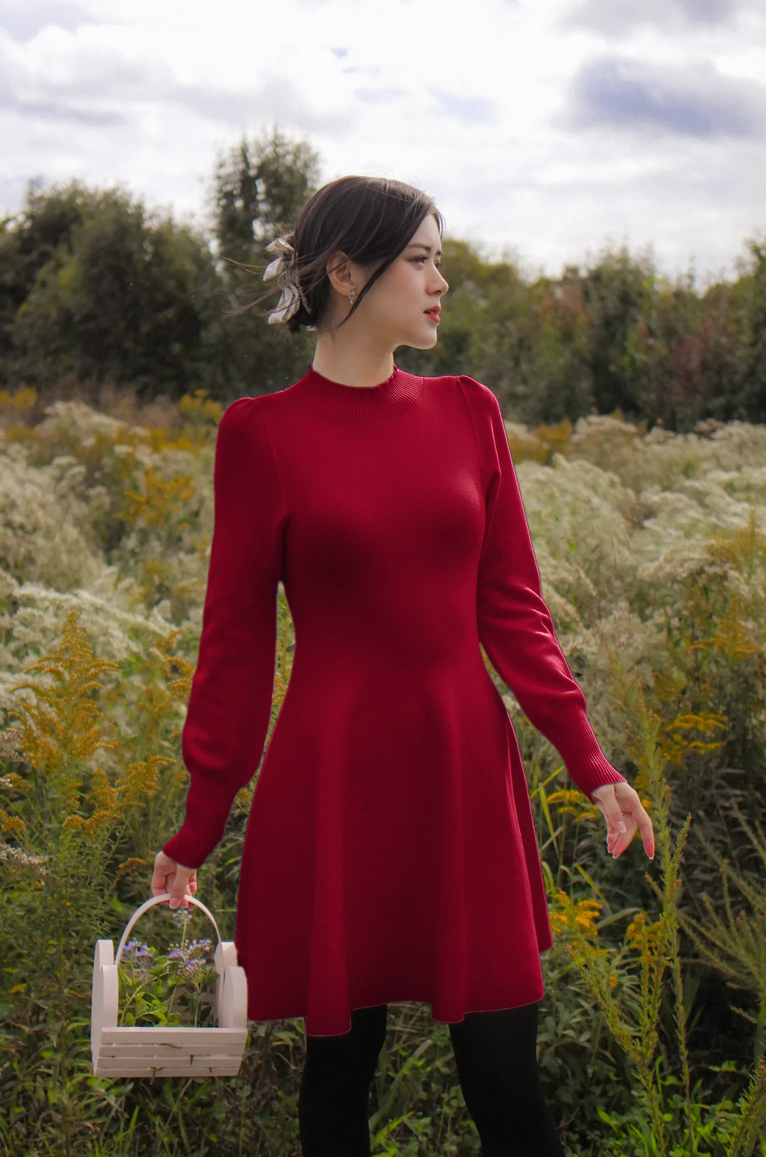 Merlina Knit Dress - Cherry