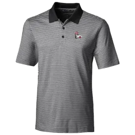 NC State Wolfpack Cutter & Buck Big and Tall Black/White Slobbering Wolf Forge Tonal Stripe Polo