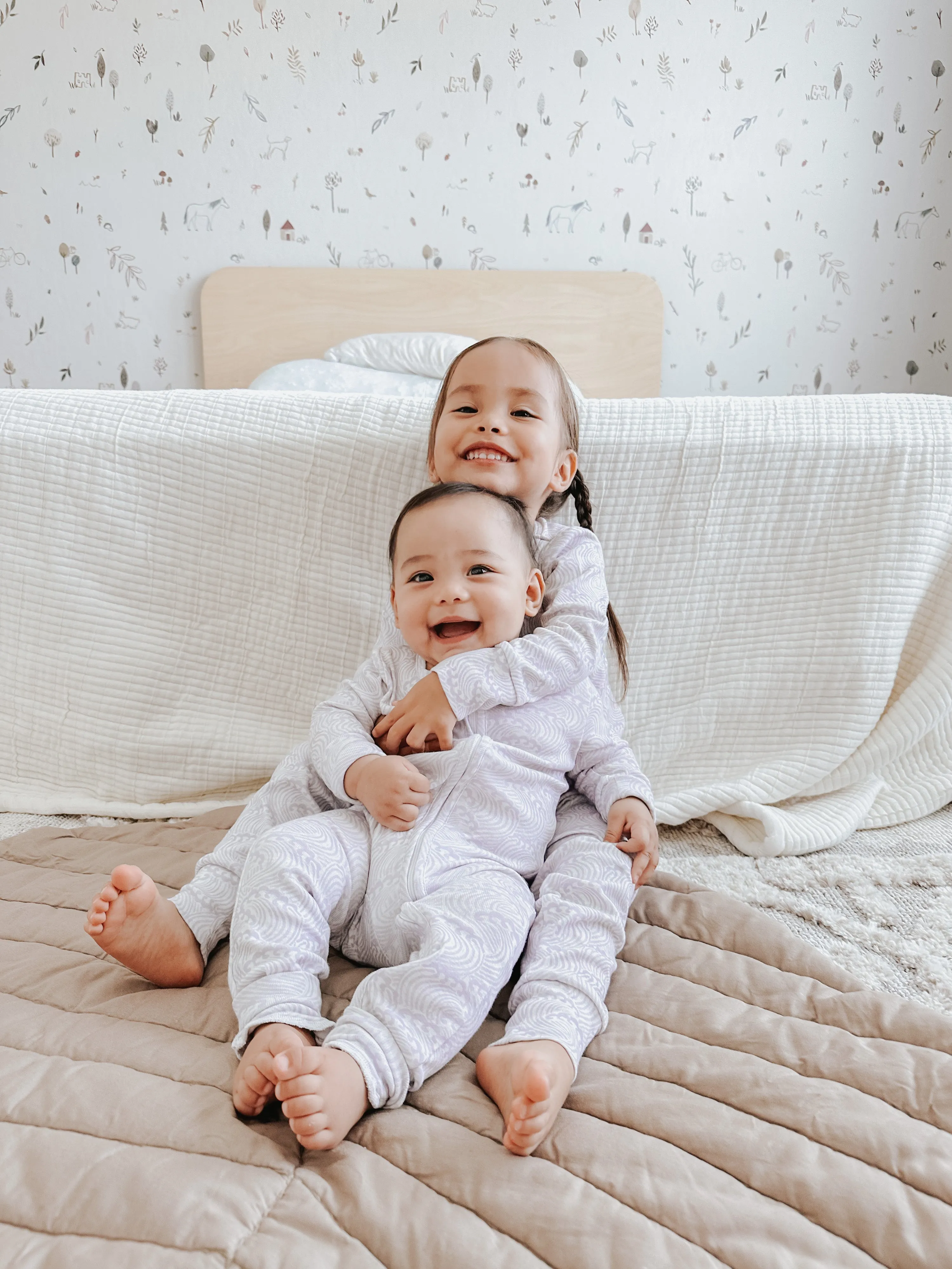 Organic Zip Romper in Whimsical Waves