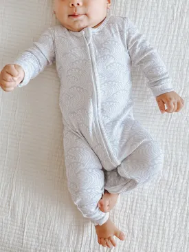Organic Zip Romper in Whimsical Waves