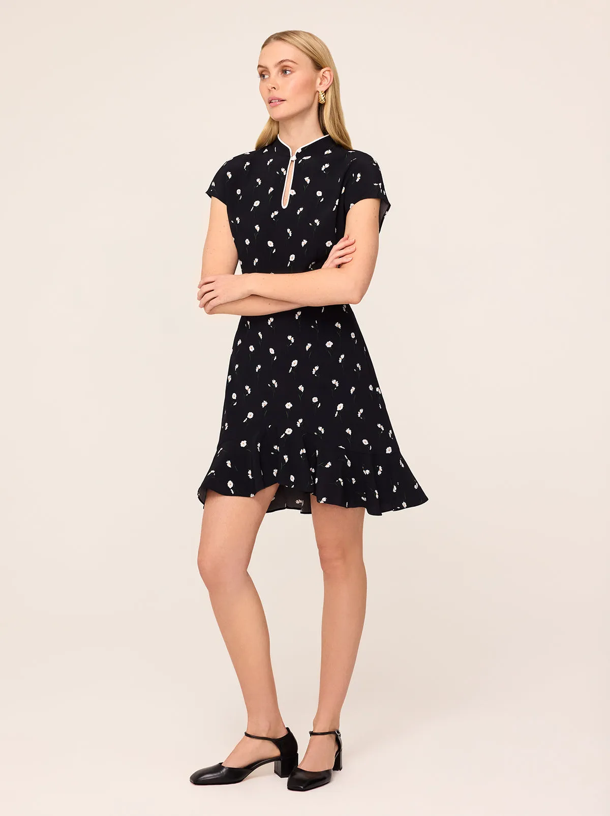 Pamela Black Poppy Print Mini Dress