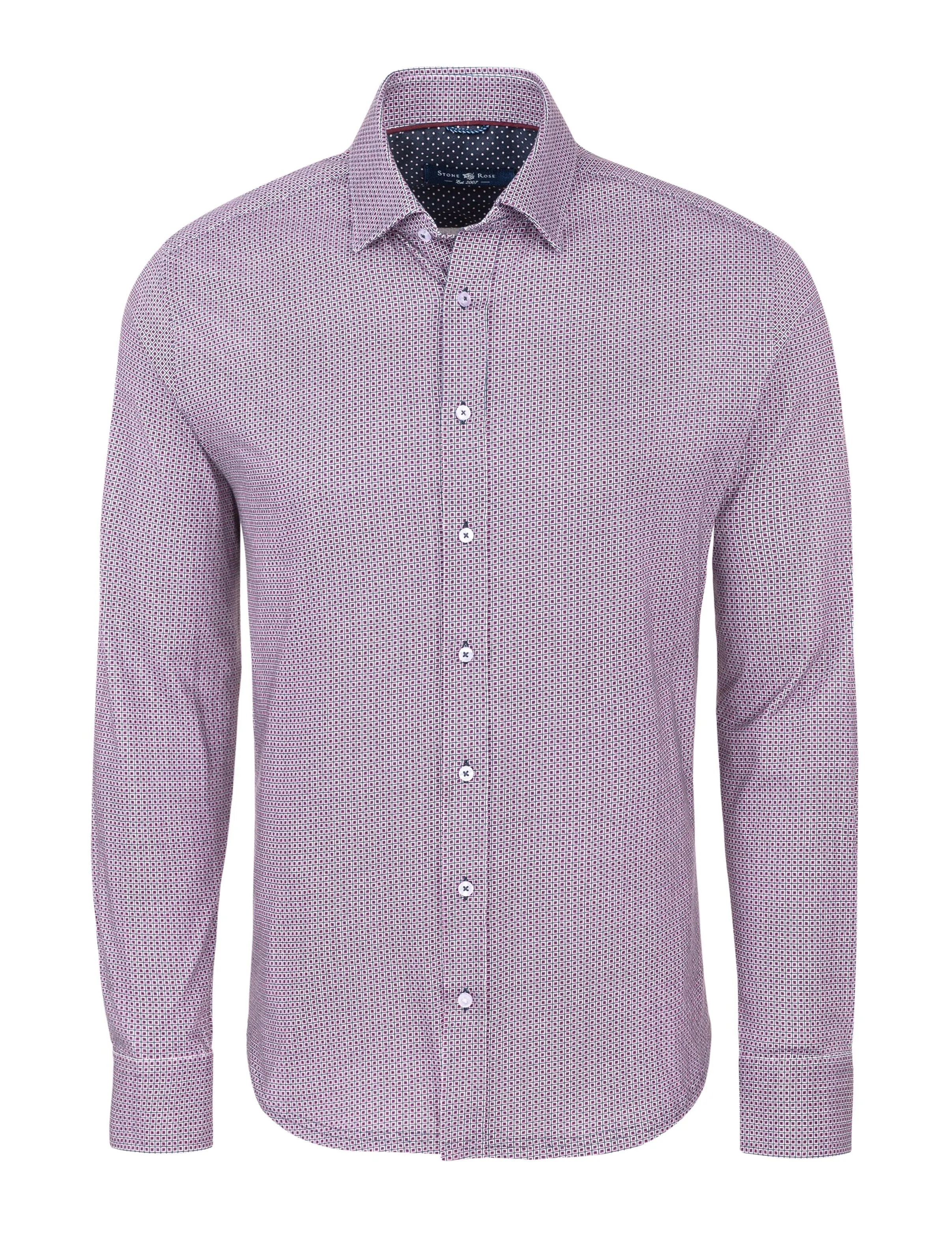 Pink Geometric Knit Long Sleeve Shirt