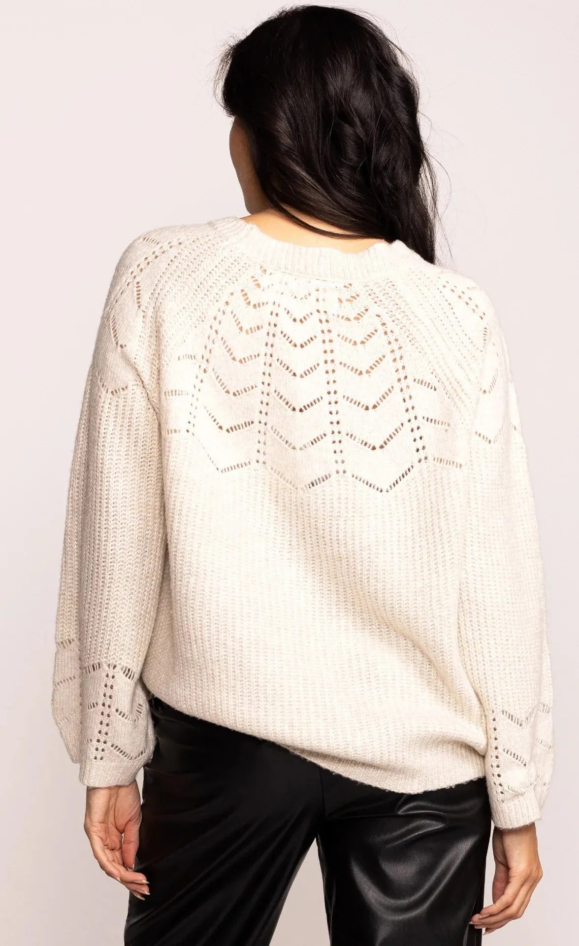 Pink Martini Ella Sweater | Pink   White