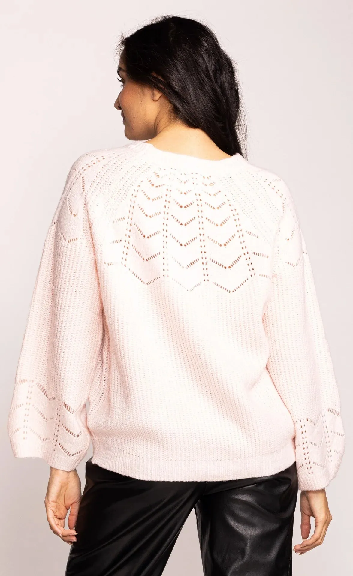 Pink Martini Ella Sweater | Pink   White