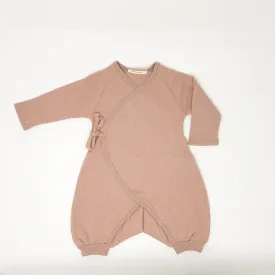 Pointelle Kimono Wrap Romper long Sleeve - Dusk (Rose)