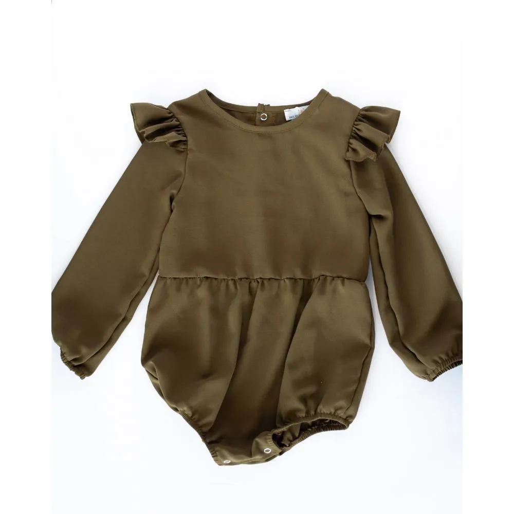 Rhodes Ruffle Bubble Romper in Fairytale Green