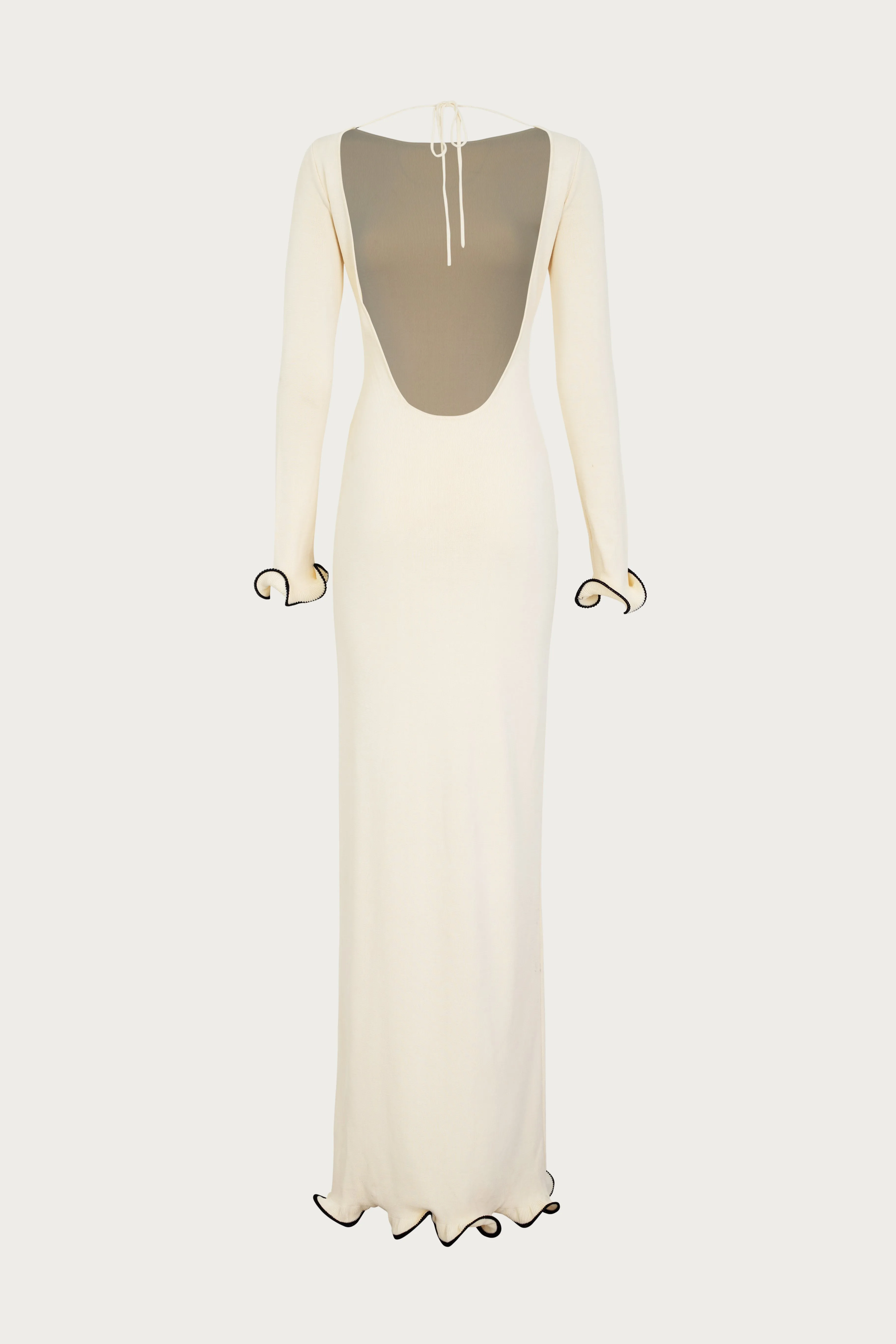 Ruffle Hem Maxi Dress (Cream/Black)