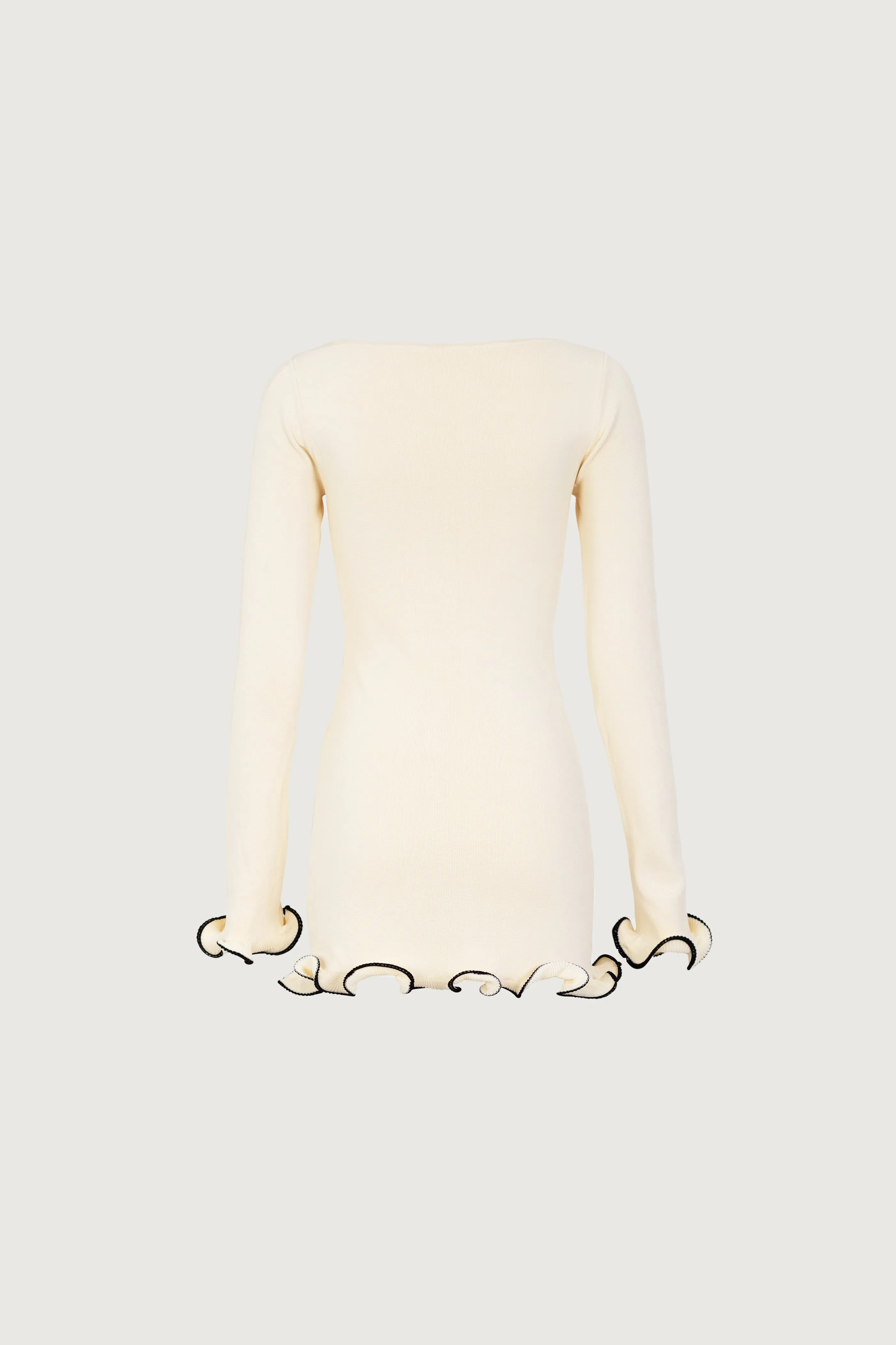 Ruffle Hem Mini Dress (Cream/Black)