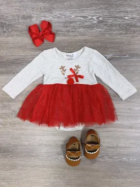 Run Rudolf Run Girls Chiffon Tutu Baby Christmas Romper
