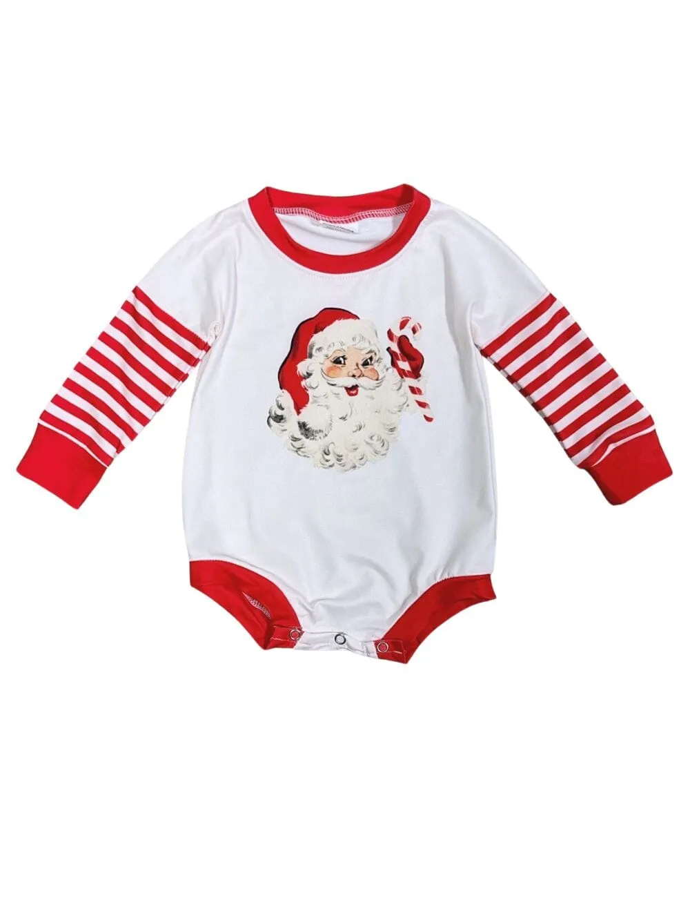 Santa Claus Red Stripe Long Sleeve Baby Bubble Romper