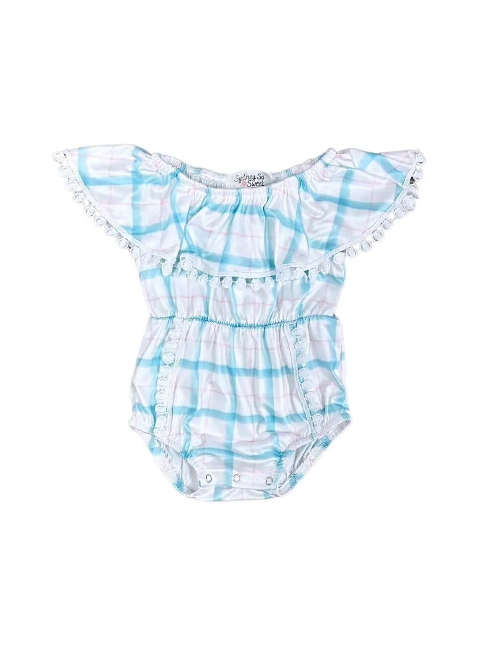 Spring Blue Plaid Baby Girl Romper