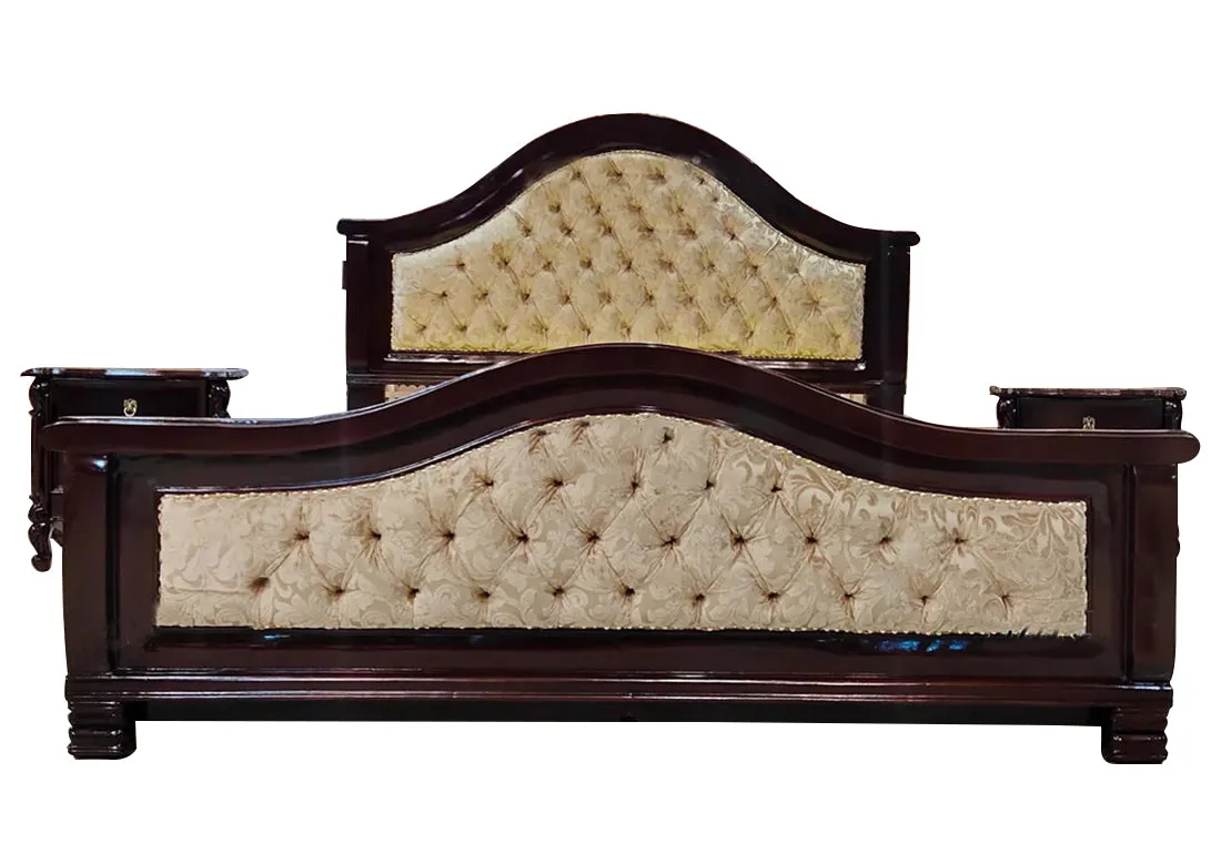 Teak wood Walnut Finish Bed Set