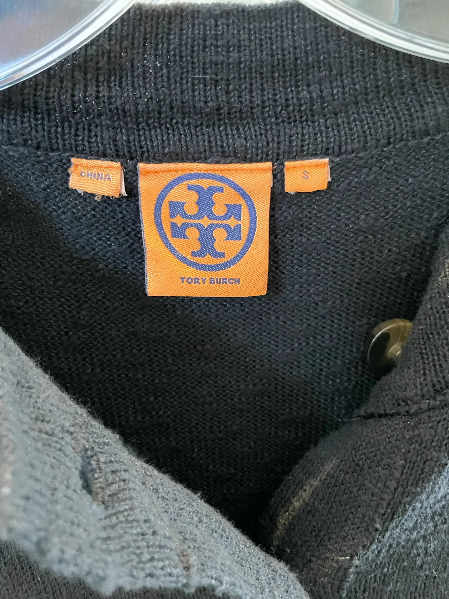 Tory Burch Black Cotton Linen Button Front Belted Utility Knit Dress - Small