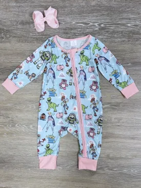 Toy Friends Blue & Pink Baby Zip Up Sleeper