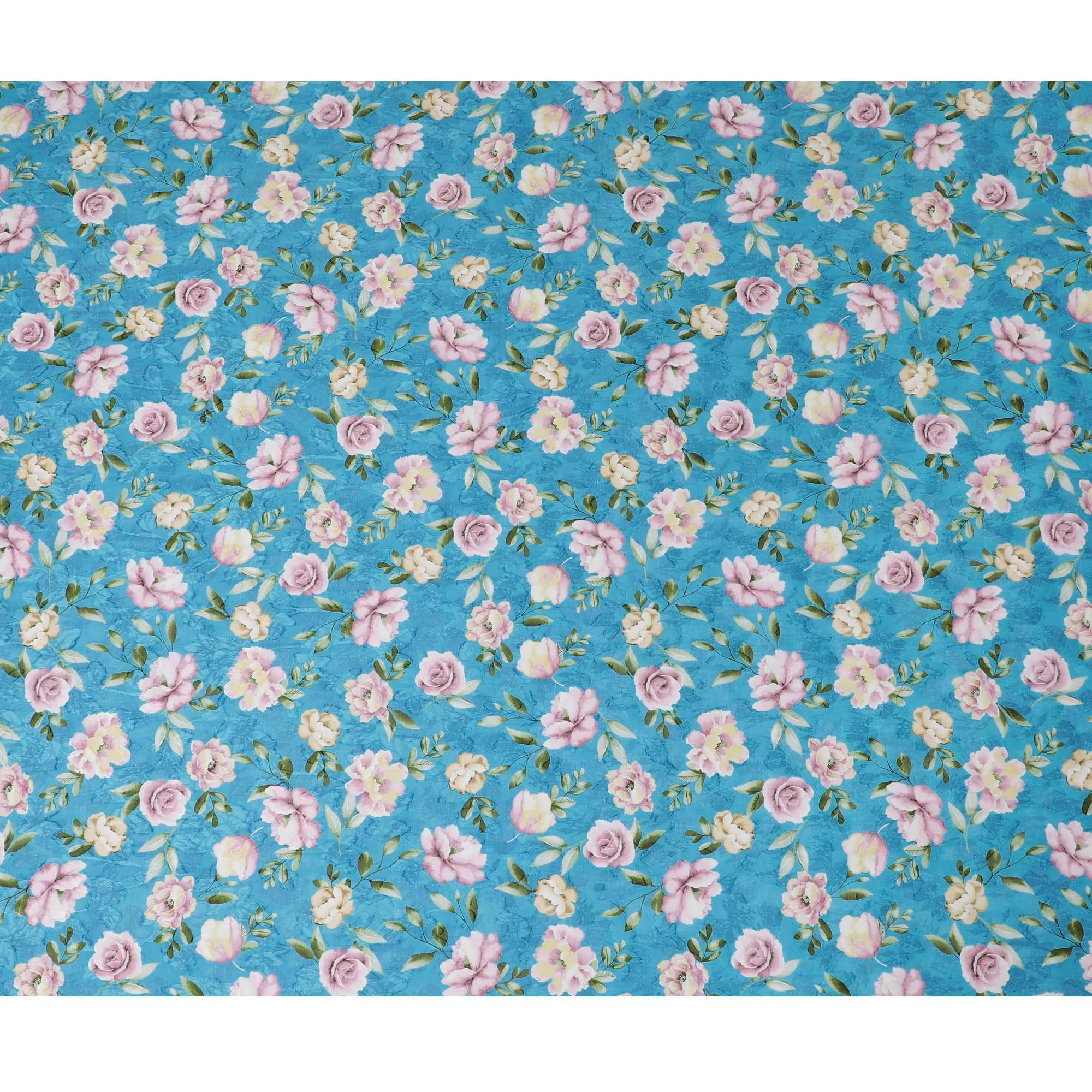 Uragiri Blue Rose Cotton Voile Fabric - Traditional Japanese, 110cm Width-D17741