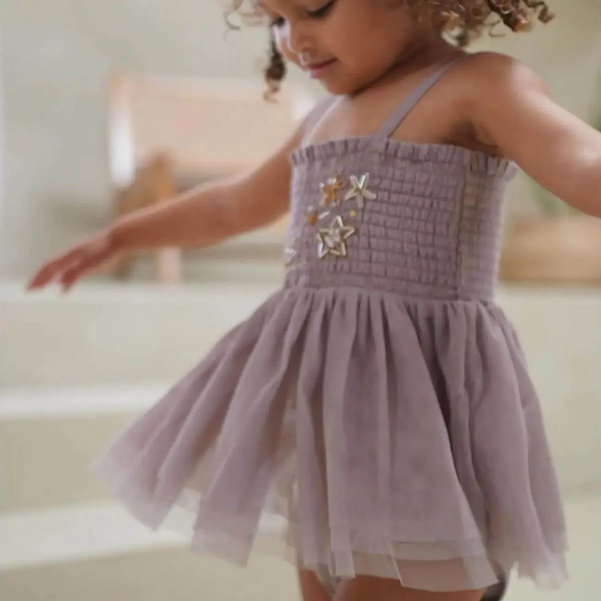 Valentina Organic Baby / Toddler Tutu Romper Dress - Mauve