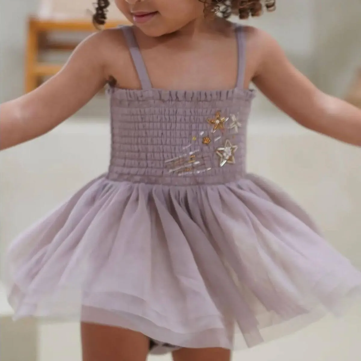 Valentina Organic Baby / Toddler Tutu Romper Dress - Mauve