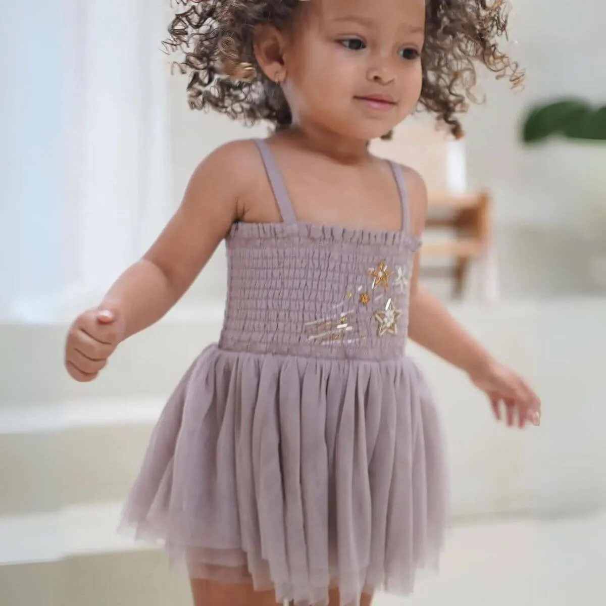 Valentina Organic Baby / Toddler Tutu Romper Dress - Mauve