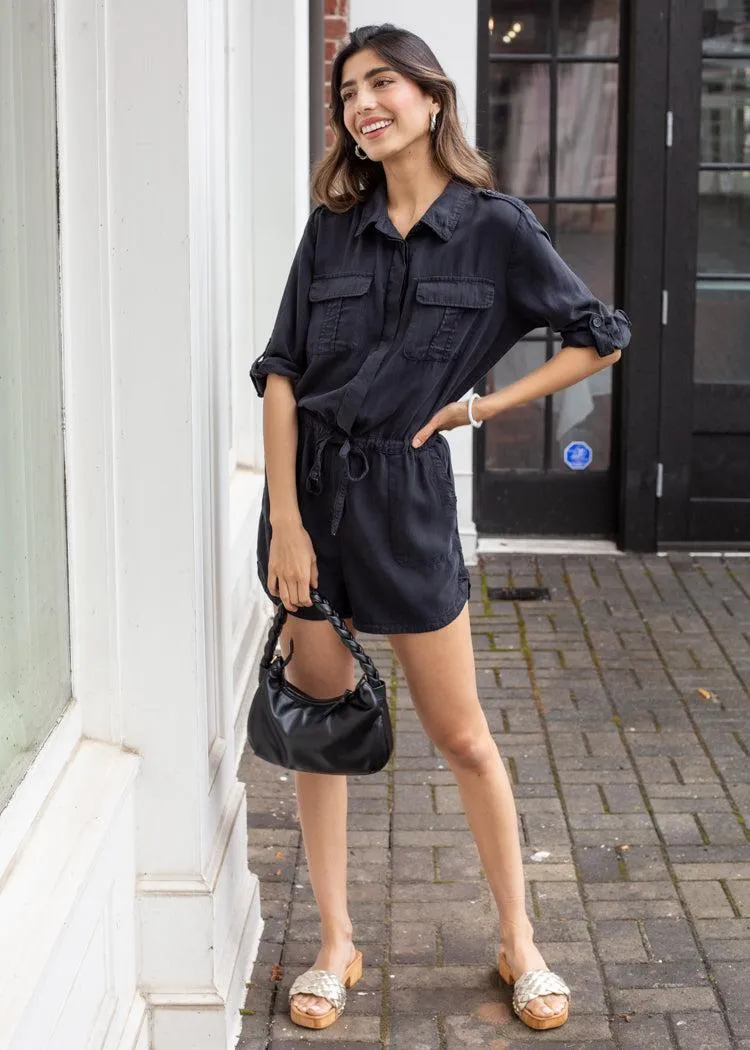 Velvet Heart Luba Utility Romper - Black