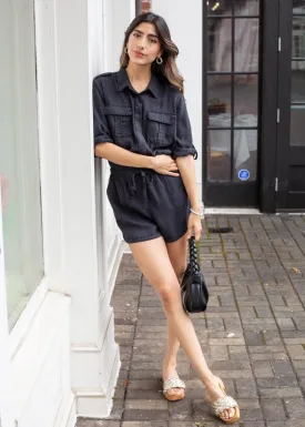 Velvet Heart Luba Utility Romper - Black