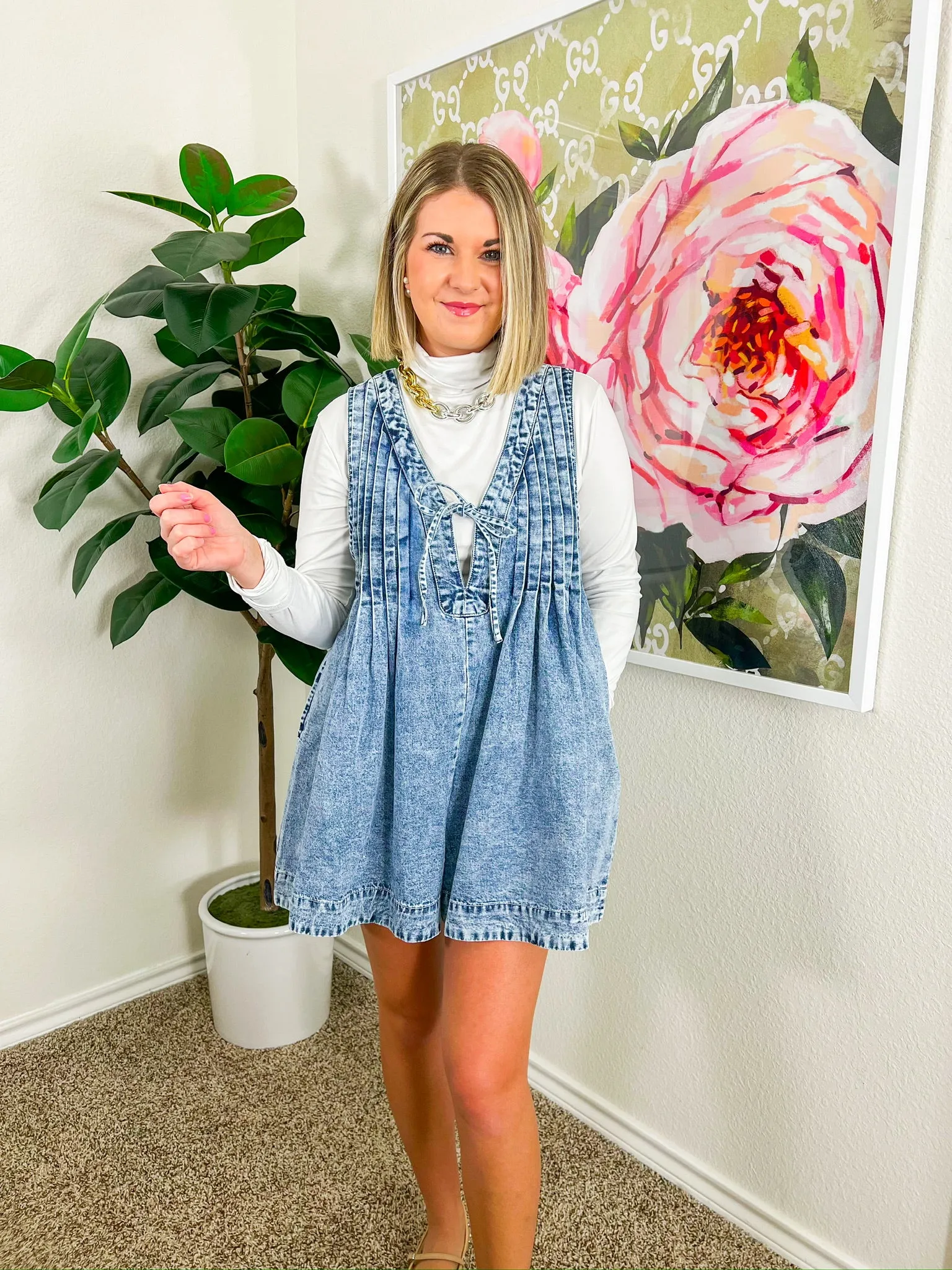 Way Out West Romper - Light Denim
