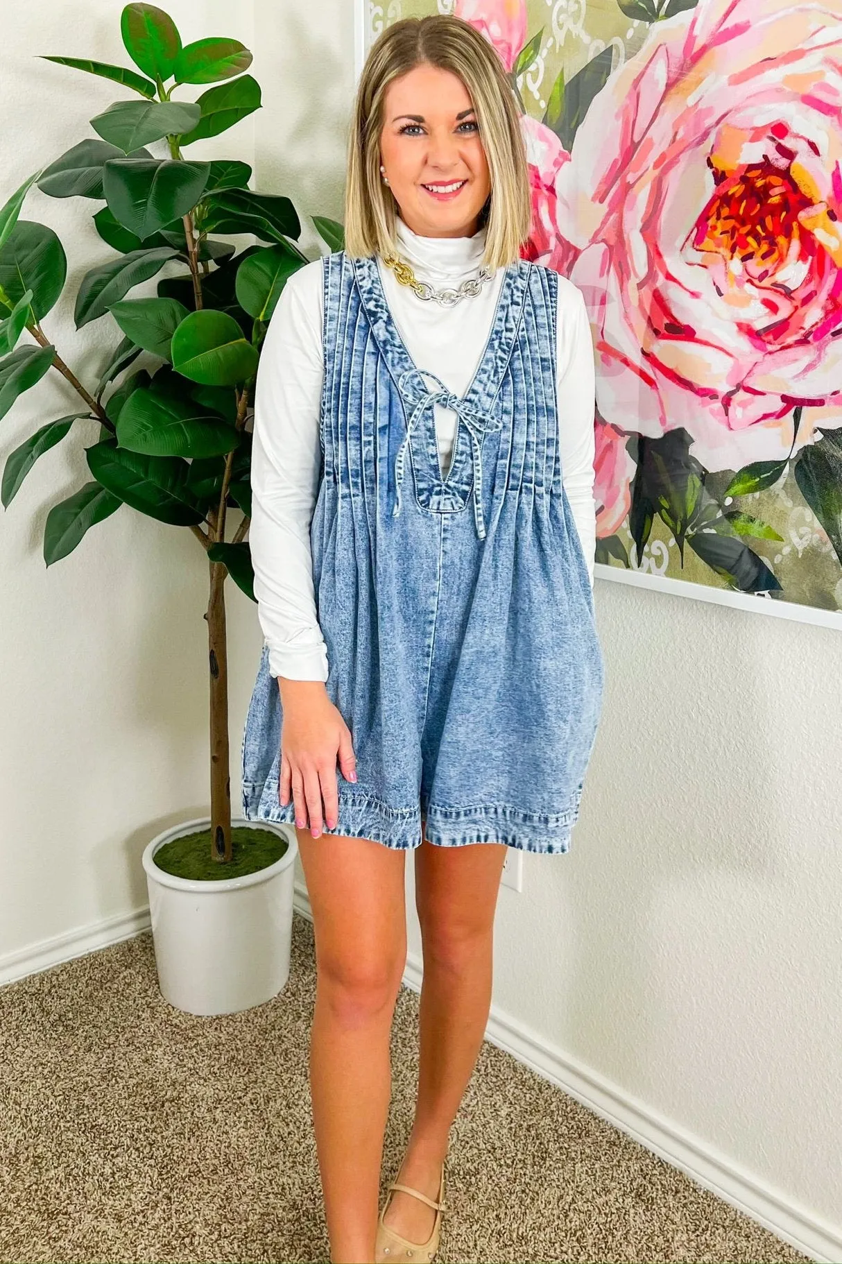 Way Out West Romper - Light Denim