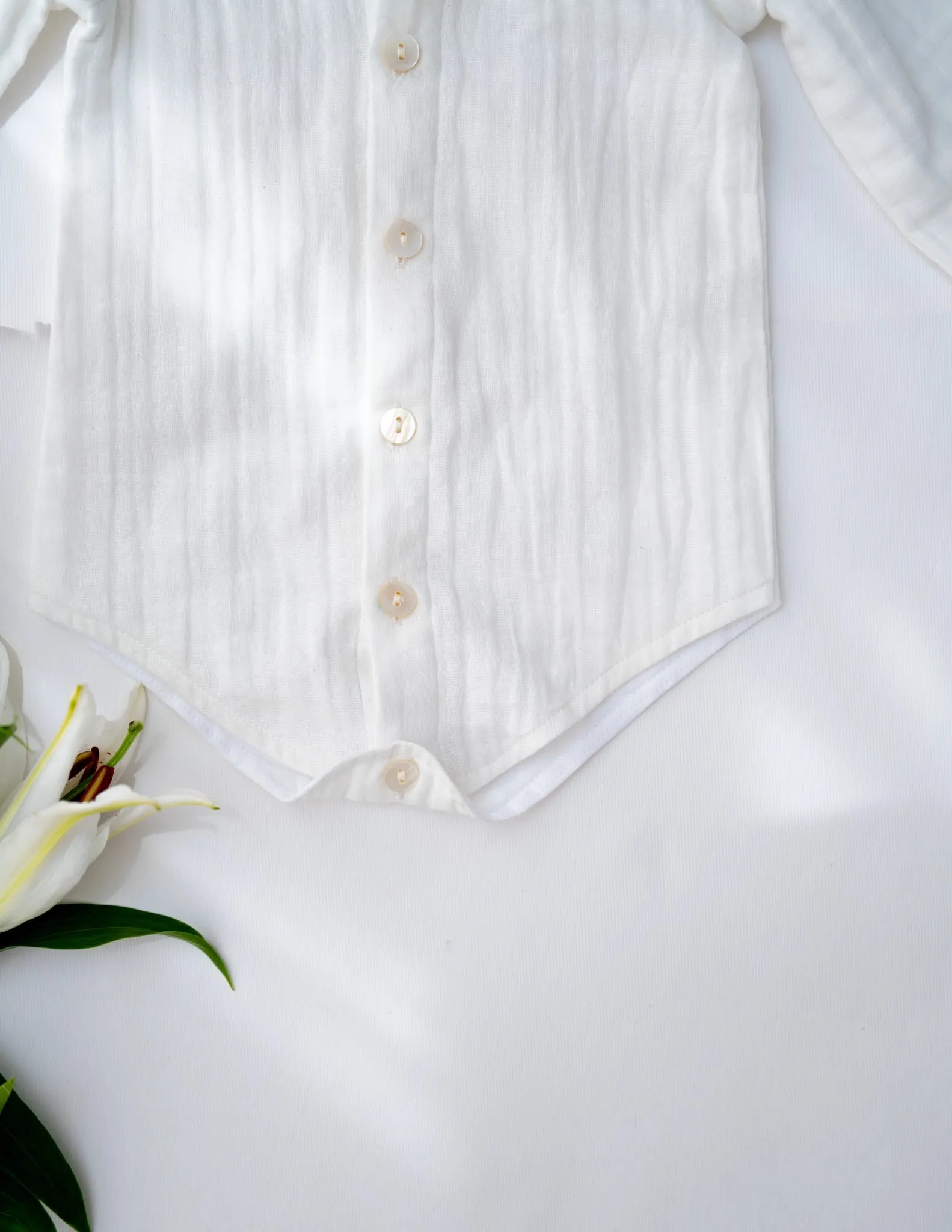 White Shirt Romper for Boys | Meadow Breeze | Cotton