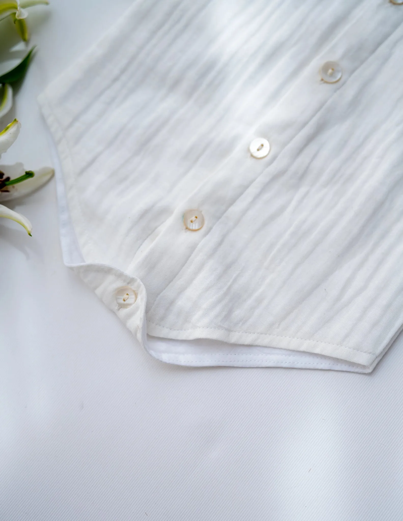 White Shirt Romper for Boys | Meadow Breeze | Cotton