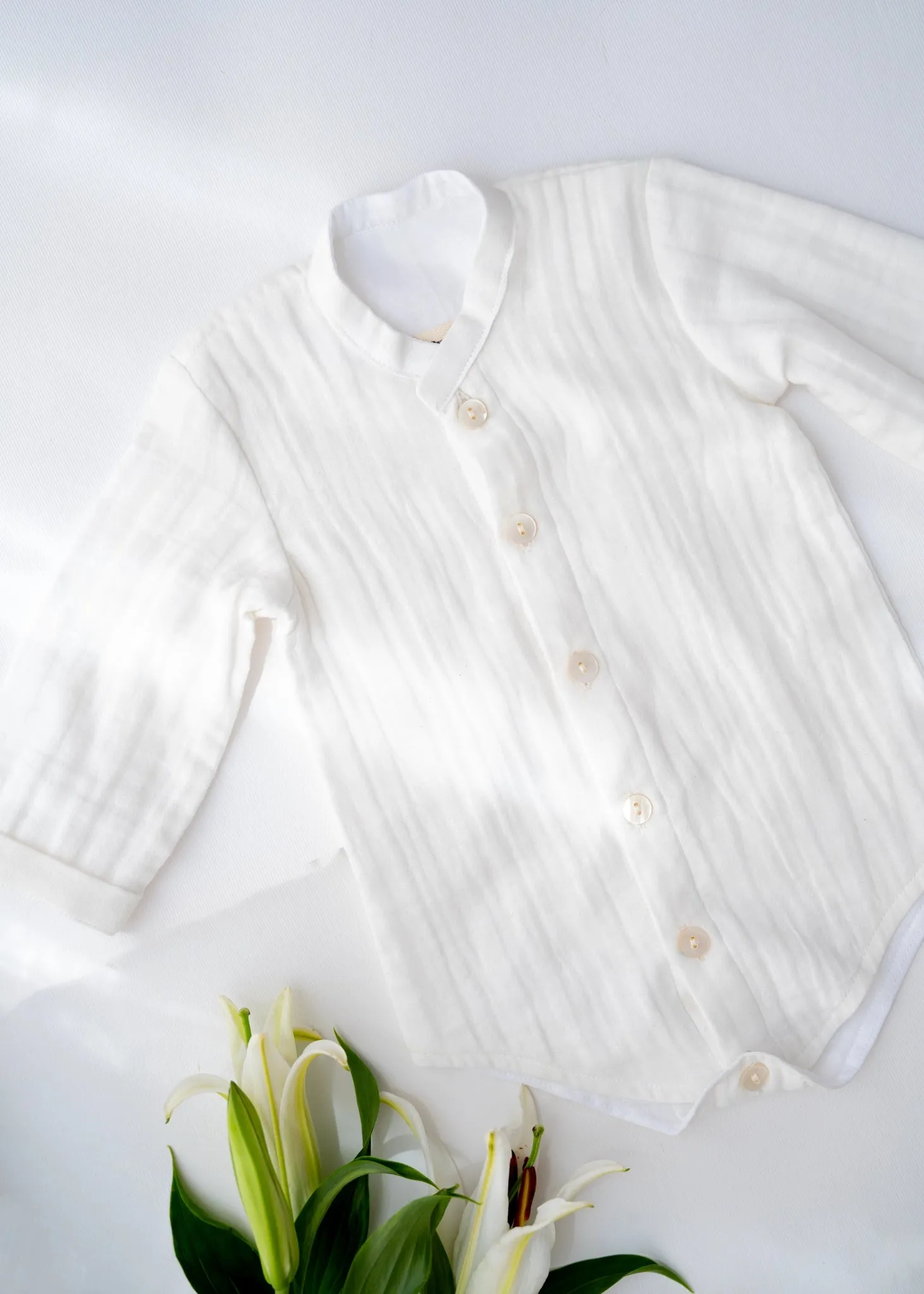 White Shirt Romper for Boys | Meadow Breeze | Cotton