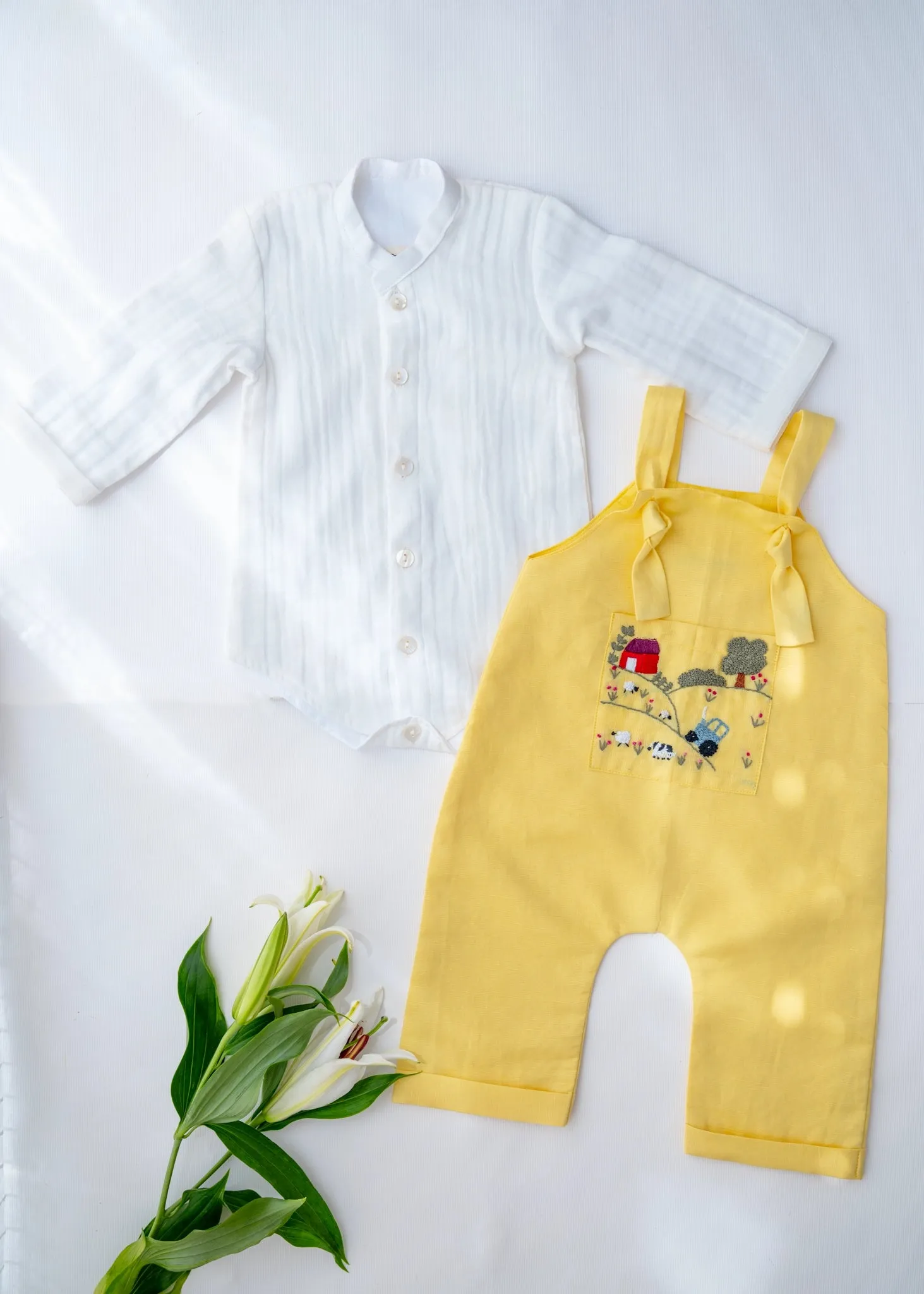 White Shirt Romper for Boys | Meadow Breeze | Cotton